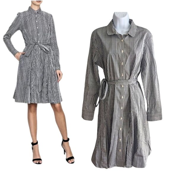 Brooks Brothers Dresses & Skirts - NWT BROOKS BROTHERS Grey Spirit Tartan Gingham LongSleeve Midi Shirtdress Sz 14P